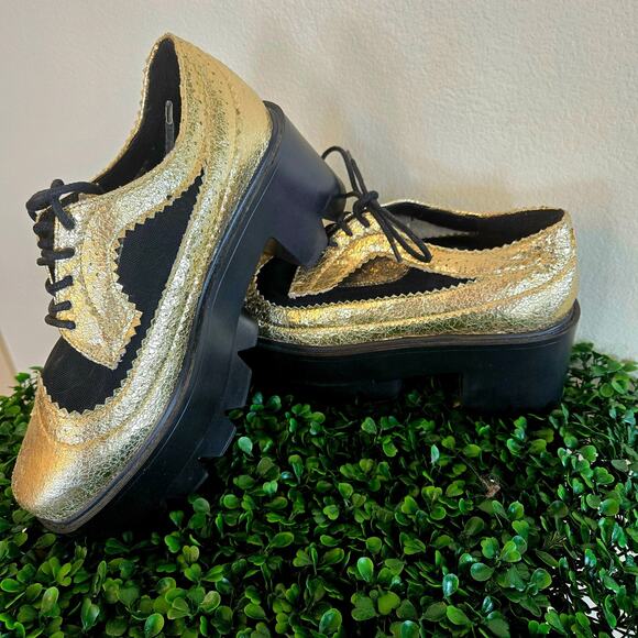 Size 8 – Bumper Gold Mesh Creepers w/ Chunky Platform Sole - Picture 4 of 6